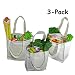 Deluxe Organic Cotton Grocery Bag with Bottle Sleeves - Natural (3 Pack)