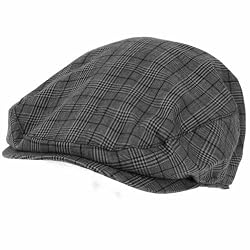 Summer Cotton Plaid Ivy Cabby Cap Hat Charcoal Black M/L