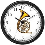 French Horn Musical Instrument - Music Theme Wall Clock by WatchBuddy Timepieces (White Frame)