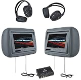 Power Acoustik HD-88GRDK 8.8-Inch Pre-Loaded Universal Headrest Monitors with 2 RF Headpones (Dark Gray)