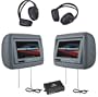 Power Acoustik HD-88GRDK 8.8-Inch Pre-Loaded Universal Headrest Monitors with 2 RF Headpones (Dark Gray)