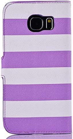 welcomeuni Stripes Anchor Rudder Wallet Flip Cover For Samsung Galaxy S6 (Purple)