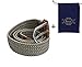 Modeway Men's&Women's Elastic Fabric Woven Stretch Belt Leather Inlay With Silver Buckle