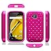 Moto E Case, MP-Mall Moto E 2nd Gen (2015) Studded Rhinestone Crystal Bling Dual Layer Hybrid Defender Armor Case Cover for Moto E 2nd Generation with Stylus (Hot Pink)