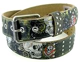 Don Ed Hardy Skull Static Leather Tattoo Belt