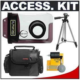 DiCAPac WP-410 Waterproof / Underwater Case with Deluxe Padded Carrying Case + Tripod for Canon, Nikon, Sony, Kodak, Olympus, Pentax and Fuji Compact Digital Cameras