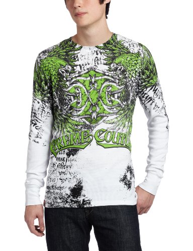 Xtreme Couture Mens Thunder Thermal Tee, White, Large