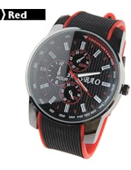 Fashionable Unisex Round Case Style Quartz Watch Wrist Watch Timepiece - Red