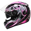 HAWK Black-Pink-Glossy Full-Face Dual-Visor Ladies Motorcycle Helmet - Color : pink - Size : Medium