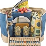 Outdoor Living : Picnic Basket Tote & Blanket Montecito Set For 4 in Equinox by Picnic Time