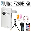 Flip Video Ultra Series F260W 60-Minute (White) Camcorder Accessory Kit With Pure Digital ATR1B Flip Video Tripod, Pure Digital Flip Video 3PK USB Cables, AA Rechargeable Battery Charger with 4 AA 2000 mAh Batteries, Vidpro Digital Camera LCD Screen Protectors