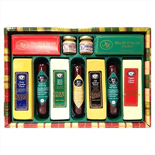 Party Favorites Cheese Sausage Mustards and Crackers Popular Fathers Day Gift Pack for Men Dads Boyfriends Him