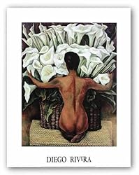 Nude With Calla Lilies by Diego Rivera 28.25"x22.125" Art Print Poster