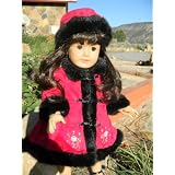 American Girl Locker - CHRISTMAS RED SUEDE WINTER LINED COAT - Fits American Girl 18" Doll Clothes