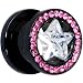 7/16" Black Pink Titanium Star CZ Screw Fit Tunnel