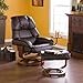 Cafe Brown Leather Recliner with Ottoman