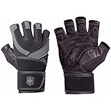 Harbinger 1250 Training Grip WristWrap Glove,Black/Grey