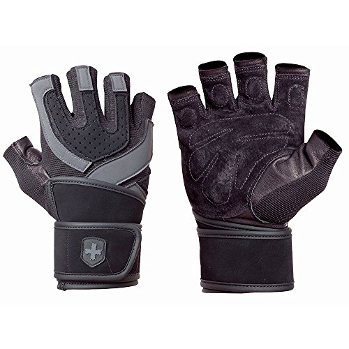 Harbinger men s training-grip wristwrap weightlifting gloves with…