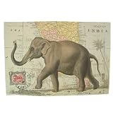 Elephant on Map of India Cavallini Gift Wrap Decoupage paper,vintage look poster or print