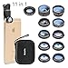 Cell Phone Camera Lens Kit,11 in 1 Super Wide Angle+ Macro+ Fisheye Lens +Telephoto+ CPL+3/6 Kaleidoscope+Starburst/Radial/Soft/Flow Filter Lens Compatible for iPhone X/8/7/6s/6 Plus, Samsung,Android
