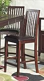 Set of 2 Pub Chair Barstool with Slat Back Design in Cherry Finish