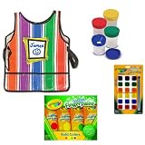 Melissa and Doug Artist's Smock and Spill Proof Paint Cups Plus Crayola Washable Fingerpaints and No Drip Gel Paint