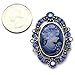 Royal Blue Cameo Brooch Pin Charm for Women Necklace Pendant Compatible