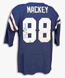 John Mackey Autographed Baltimore Colts Throwback Blue Cotton Jersey with 