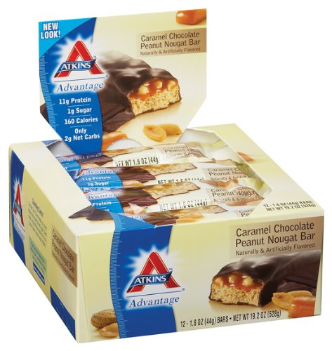 Atkins - Nougat Caramel Chocolat Peanut, 12 bar by Atkins