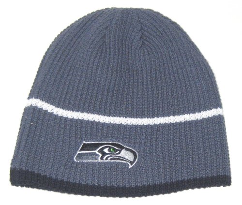 Seattle Seahawks NFL Reebok Team Apparel Stripe Cuffless Thick Knit Beanie Hat