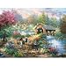 Merriment At Covered Bridge Jigsaw Puzzle
