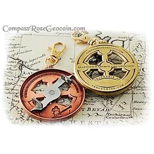 Click to read our review of Geocaching Coins: Astrolabe Geocoin - Antique Bronze