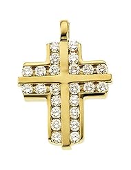 18K Yellow Gold Diamond Cross Pendant - 0.75 Ct. -- LIFETIME WARRANTY