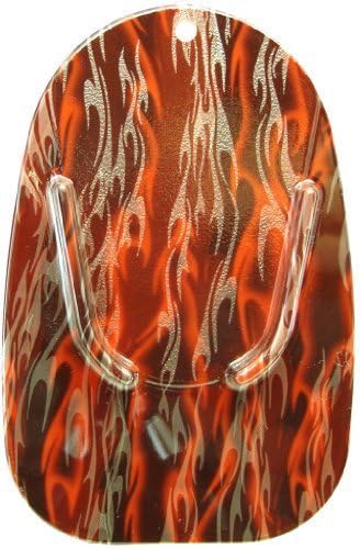 Red & Silver Ghost Flames Custom Motorcycle Kickstand Pad from Redeye Laserworks