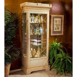 Taupe Curio Cabinet With Glass Shelves
