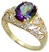 10k Yellow Gold Band 3/8 (10mm) wide, w/ 0.16 Carat Round Brilliant Diamonds & 3.0 Carats Oval Cut Mystic Fire Topaz Stone