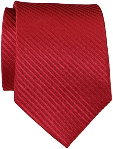 PAN PA Men's Woven Solid GrosGrain Skinny Red Neck Tie