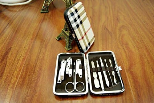 Qihu's 9pcs Stainless Finger Full-function Nail Clipper Nail Care Manicure Tools Personal Manicure &amp; Pedicure Set, Travel &amp; Grooming Kit - Come with a Eiffel Tower Style Key Ring As a Gift