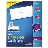 Laser Labels, Mailing, 1"x2-5/8", 3000/BX, White