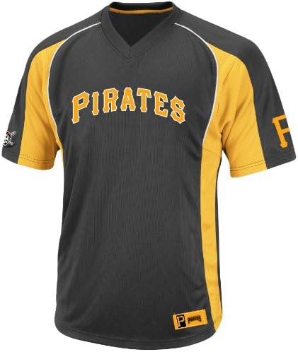 MLB Pittsburgh Pirates Men's True Winner Crew Polo, Black/Gold