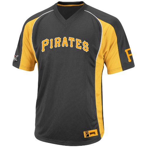MLB Pittsburgh Pirates Men's True Winner Crew Polo, Black/Gold