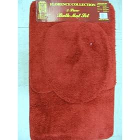3 PIECE BATHROOM RUG, CONTOUR & LID COVER SET - RED