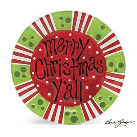 Buy Hand Blown Glass Merry Christmas Y'all 8D Plate Whimsical Holiday Serveware