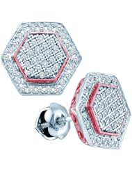 10K Two Tone Gold 0.30CT White Diamond Micro-Pave Earring