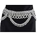 Sensational Hip Chain Belt with Layers of White Brass Loops and Bells, Fits waist or hips 35" - 41" for Belly Dancing or Casual Wear