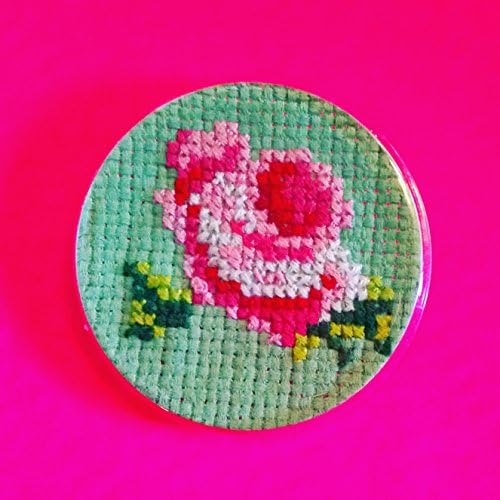 Vintage Cottage Rose Cross Stitch Badge - Made To Order