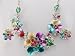 Metallic Hand Painted Pastel Exotic Flower Nature Bouquet Necklace Earring Set
