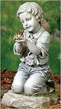 Joseph's Studio Boy Holding A Frog Garden Statue 15.5