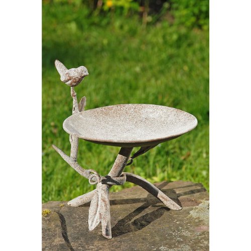 Vogeltränke Landhaus Vogelbad Eisen creme 24cm