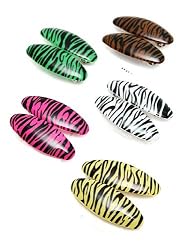 Dozen Pack Zebra Print Hair Clips Set Hair Accessory